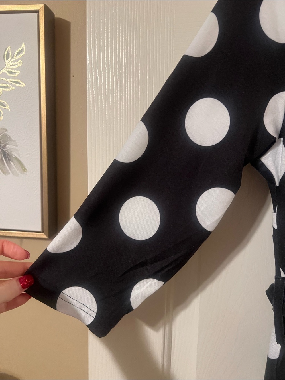 NWT Classic Black & White Polka Dot 3/4 Sleeve Maxi Dress w Pockets Size Small - Picture 10 of 12